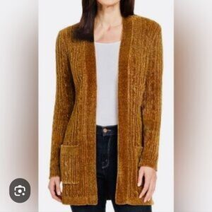 Natural Reflections Chestnut Open Front Cardigan Sweater. Size L